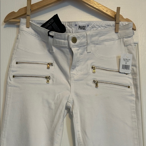 PAIGE Women's White  EDGEMONT Mid Rise Ultra  Skinny Jeans - Picture 4 of 16